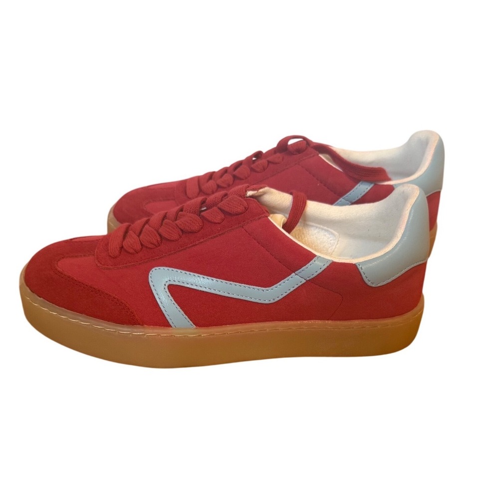 Steve Madden Reformer Red Blue Leather Suede Gum Sole Sneakers  8M